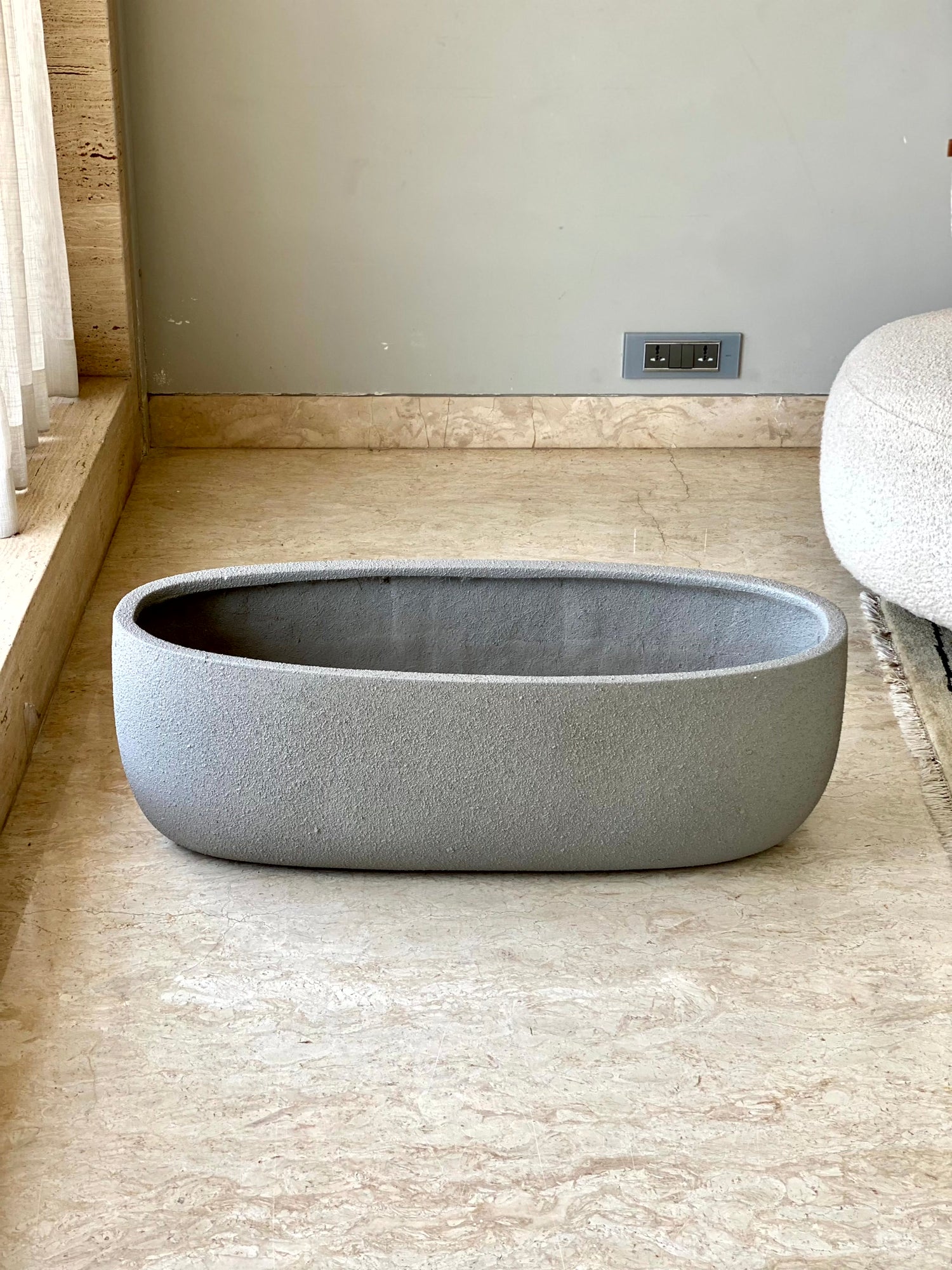 Cove Rectangle Planters - Light Grey