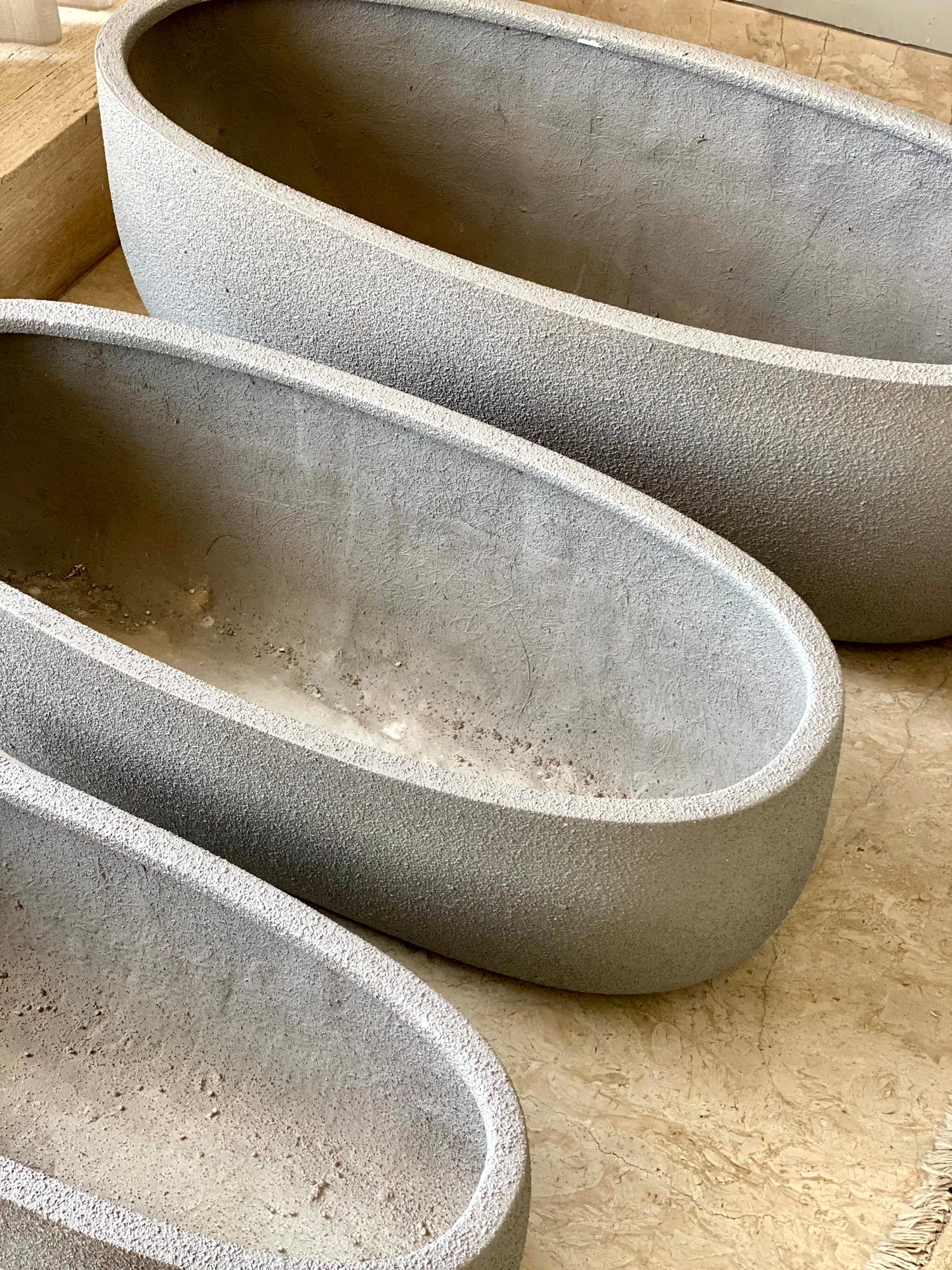 Cove Rectangle Planters - Light Grey