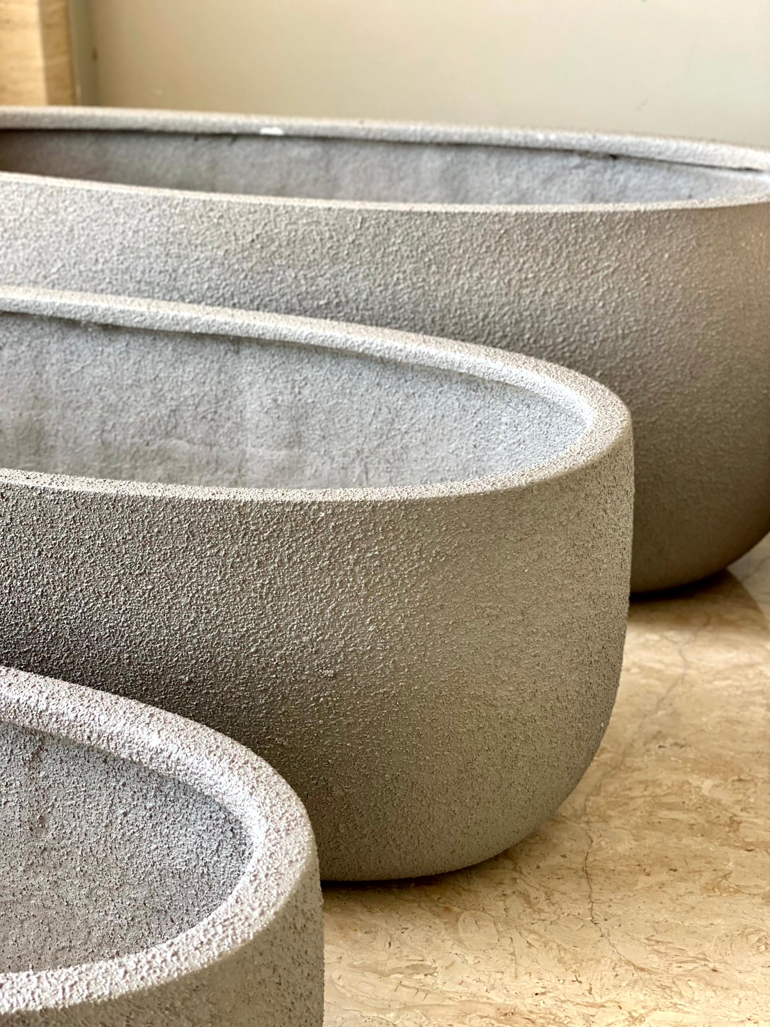 Cove Rectangle Planters - Light Grey