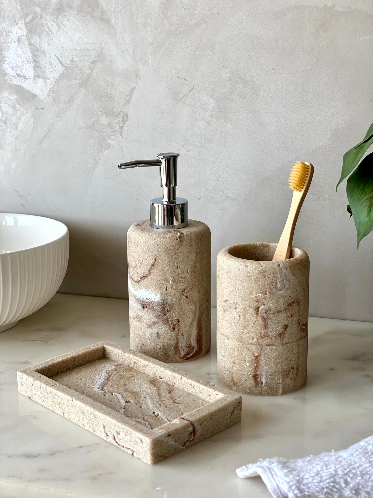 Carrara Bathroom Set - Beige (Set of 3)