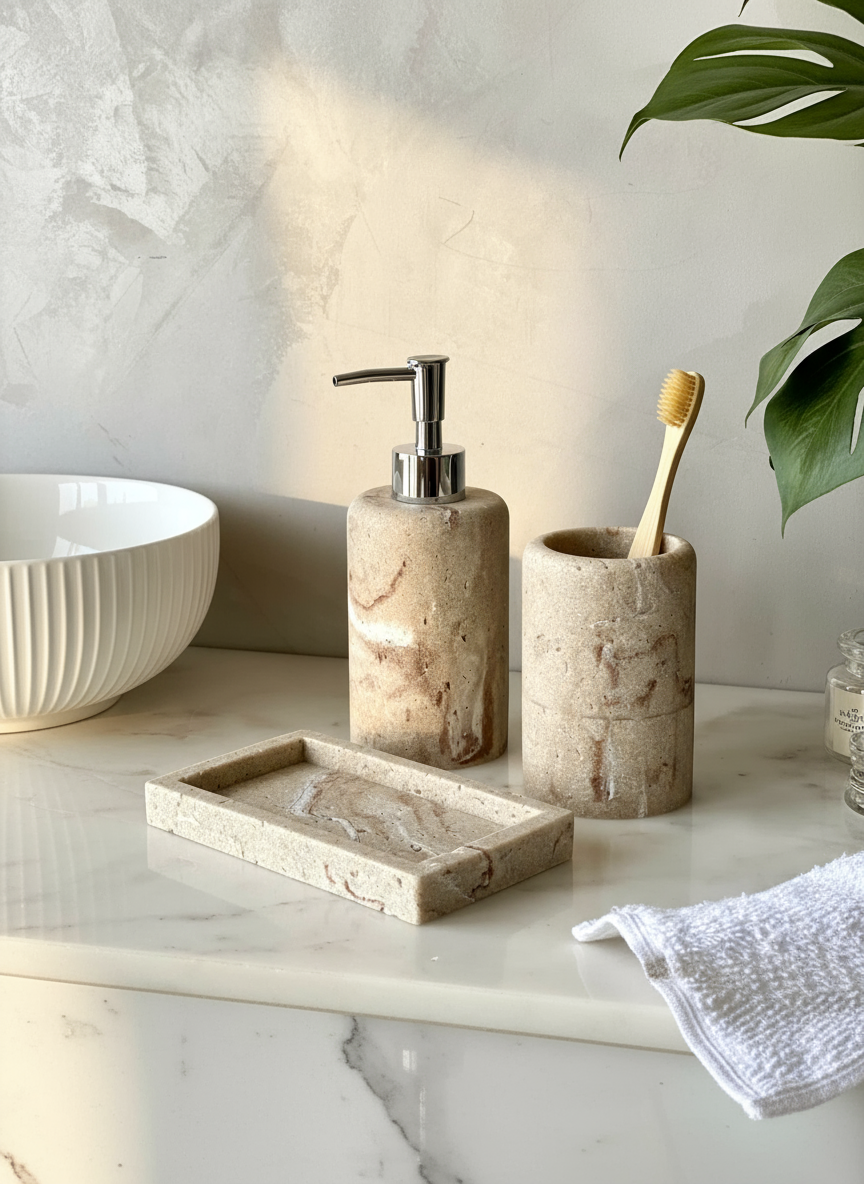 Carrara Bathroom Set - Beige (Set of 3)