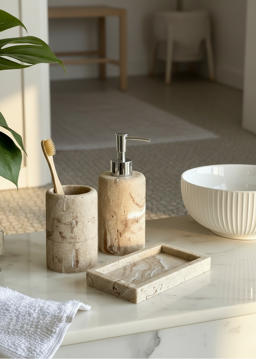 Carrara Bathroom Set - Beige (Set of 3)