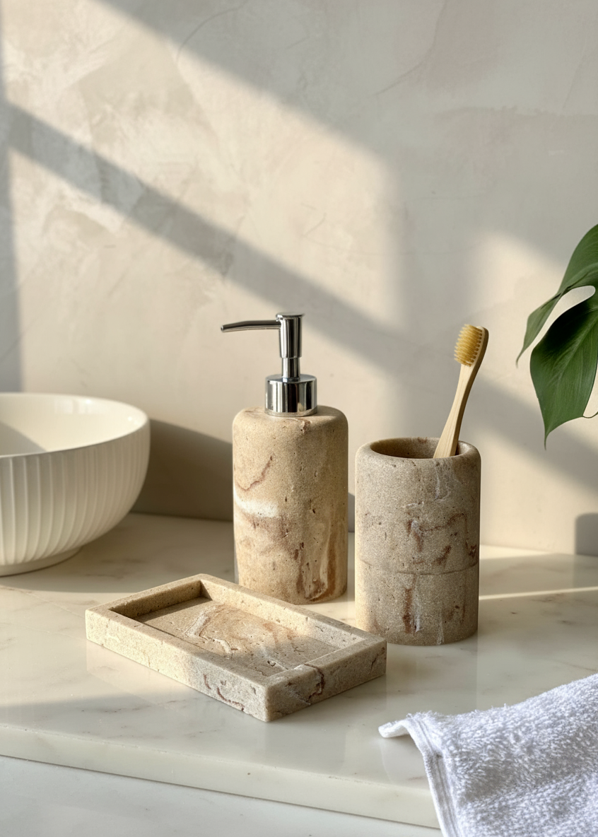 Carrara Bathroom Set - Beige (Set of 3)