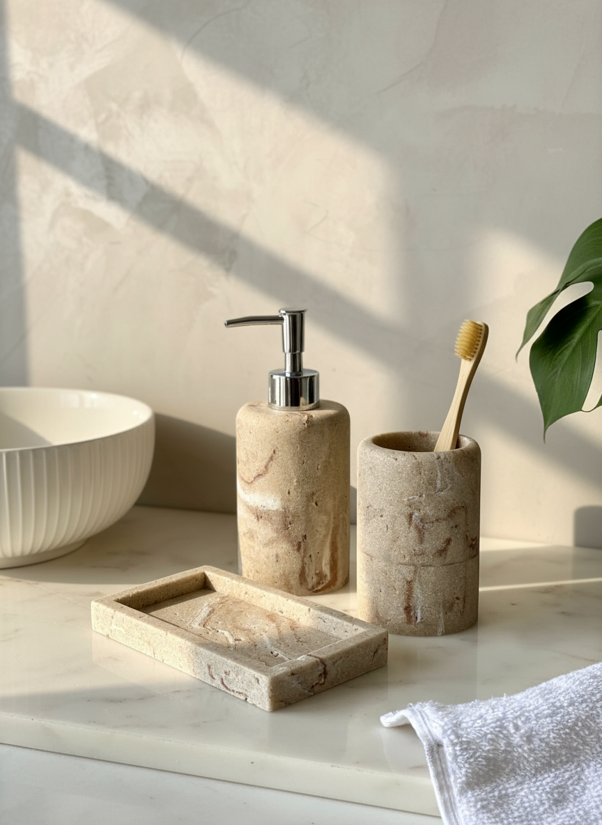 Carrara Bathroom Set - Beige (Set of 3)