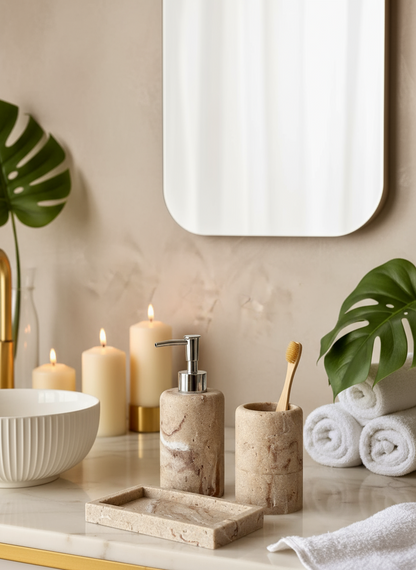 Carrara Bathroom Set - Beige (Set of 3)