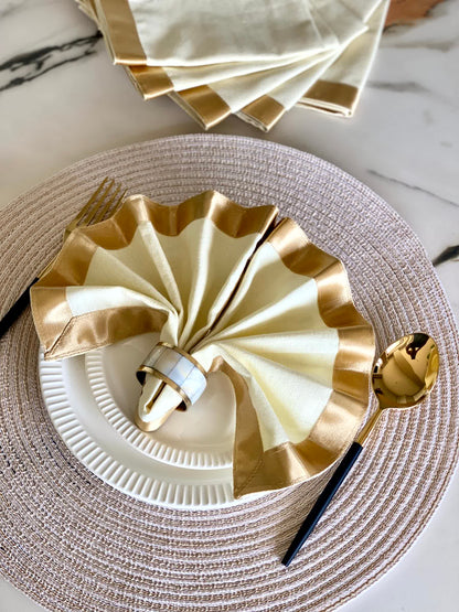 Cream And Gold Napkin - Set of 6