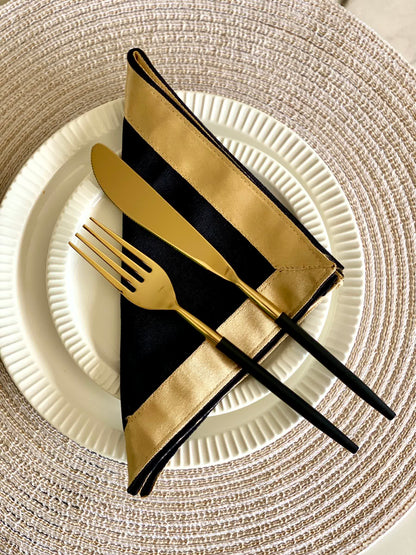 Black And Gold Napkin - Set of 6