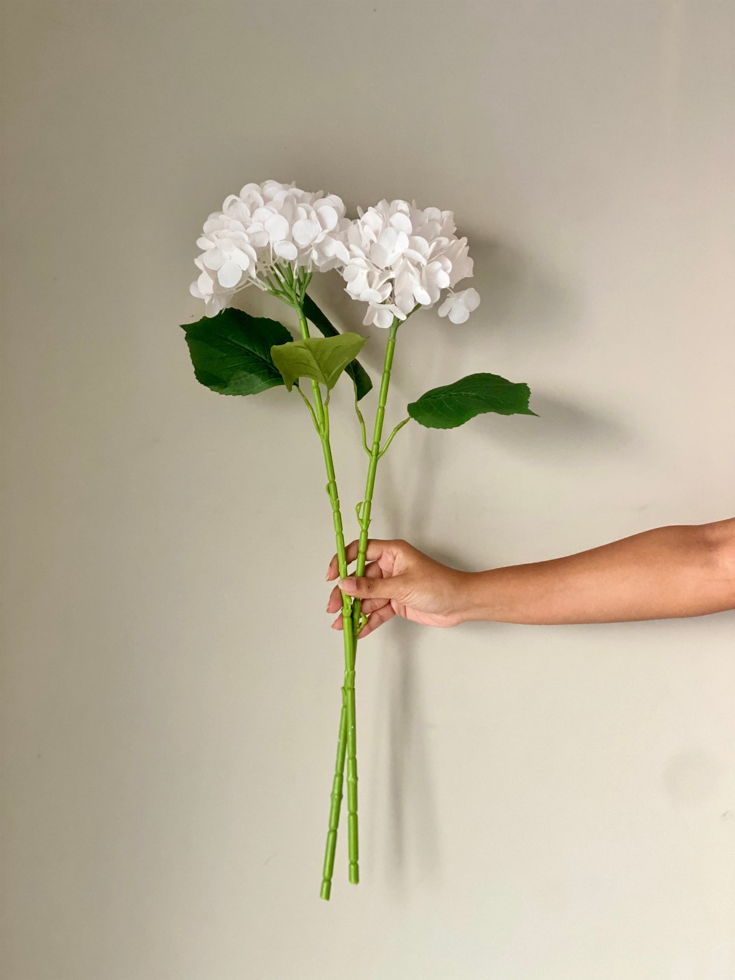 Artificial White Hydrangea Flower Stem - Set of 2