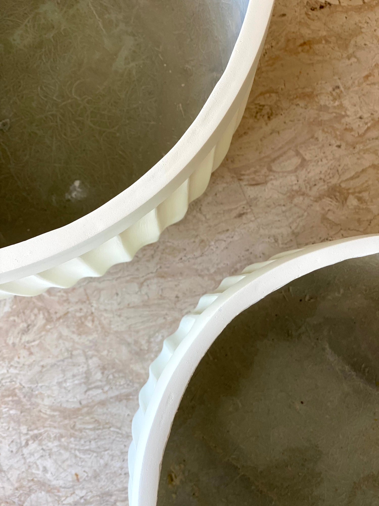 Valen Ribbed Planters - Ivory