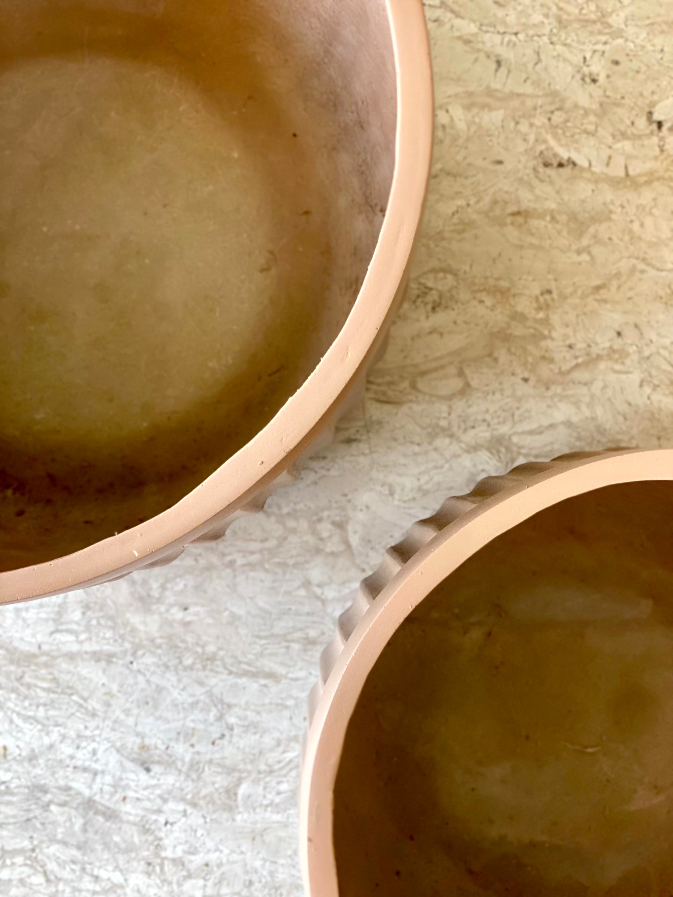 Valen Ribbed Planters - Terracotta Beige