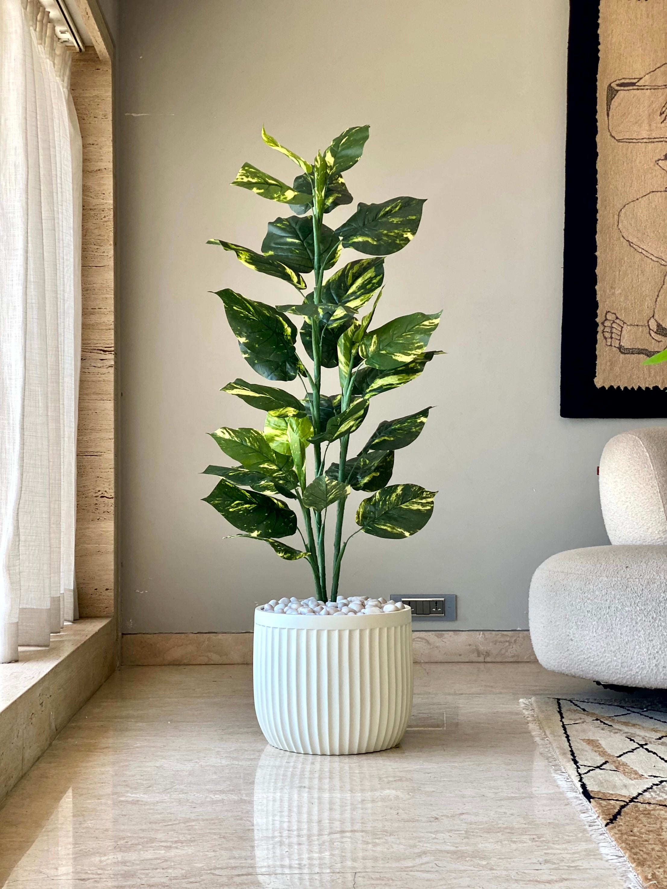 Valen Ribbed Planters - Ivory