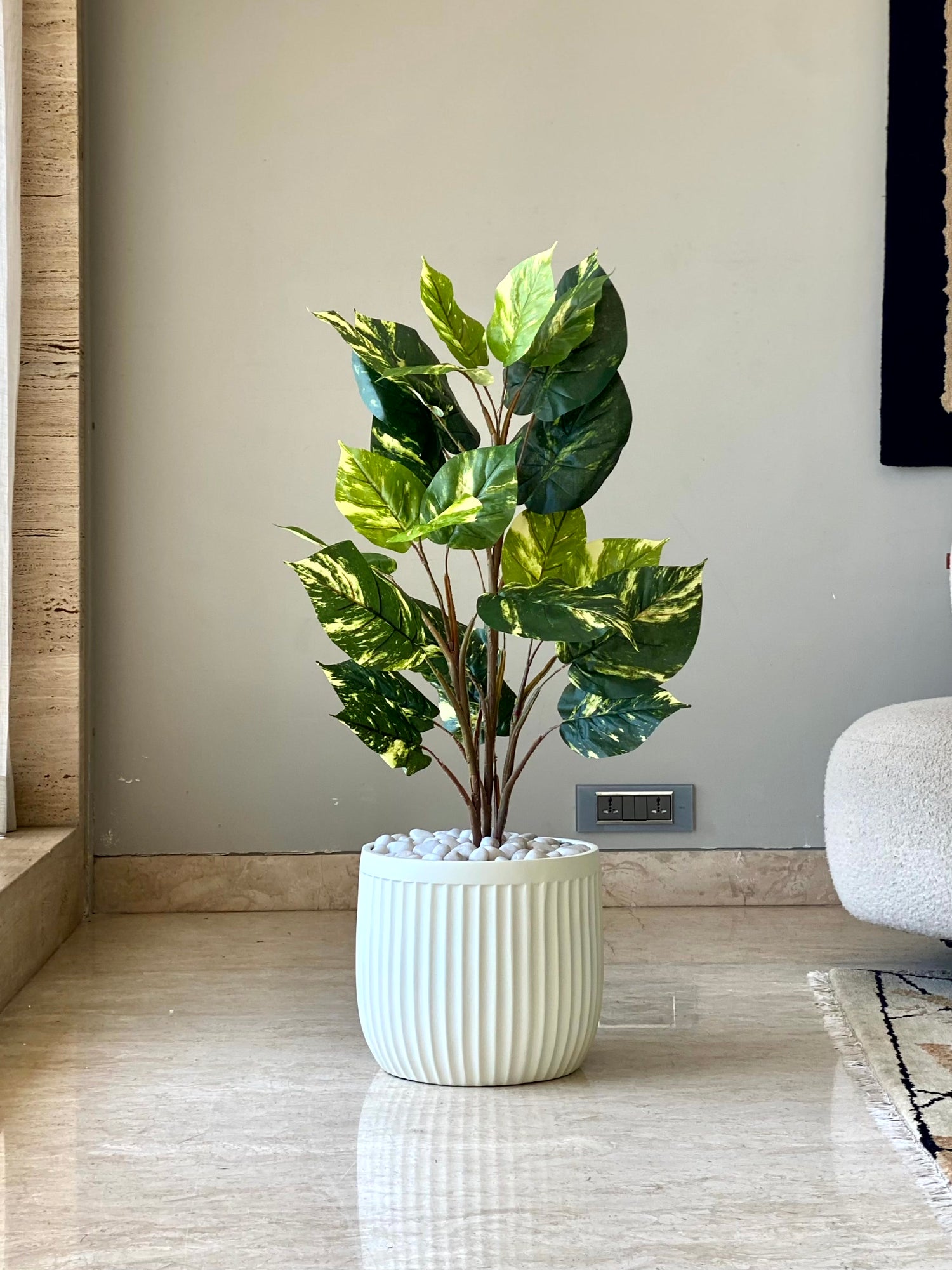 Valen Ribbed Planters - Ivory
