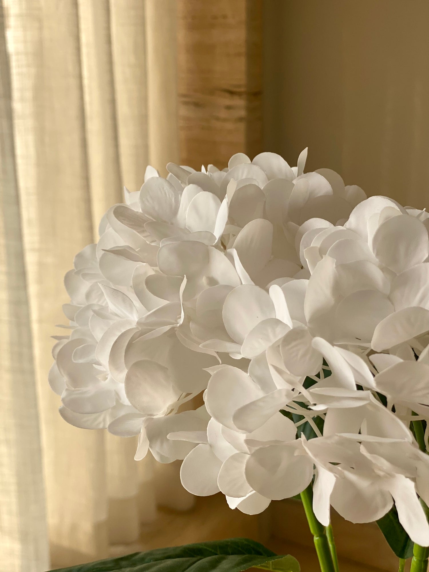 Artificial White Hydrangea Flower Stem - Set of 2