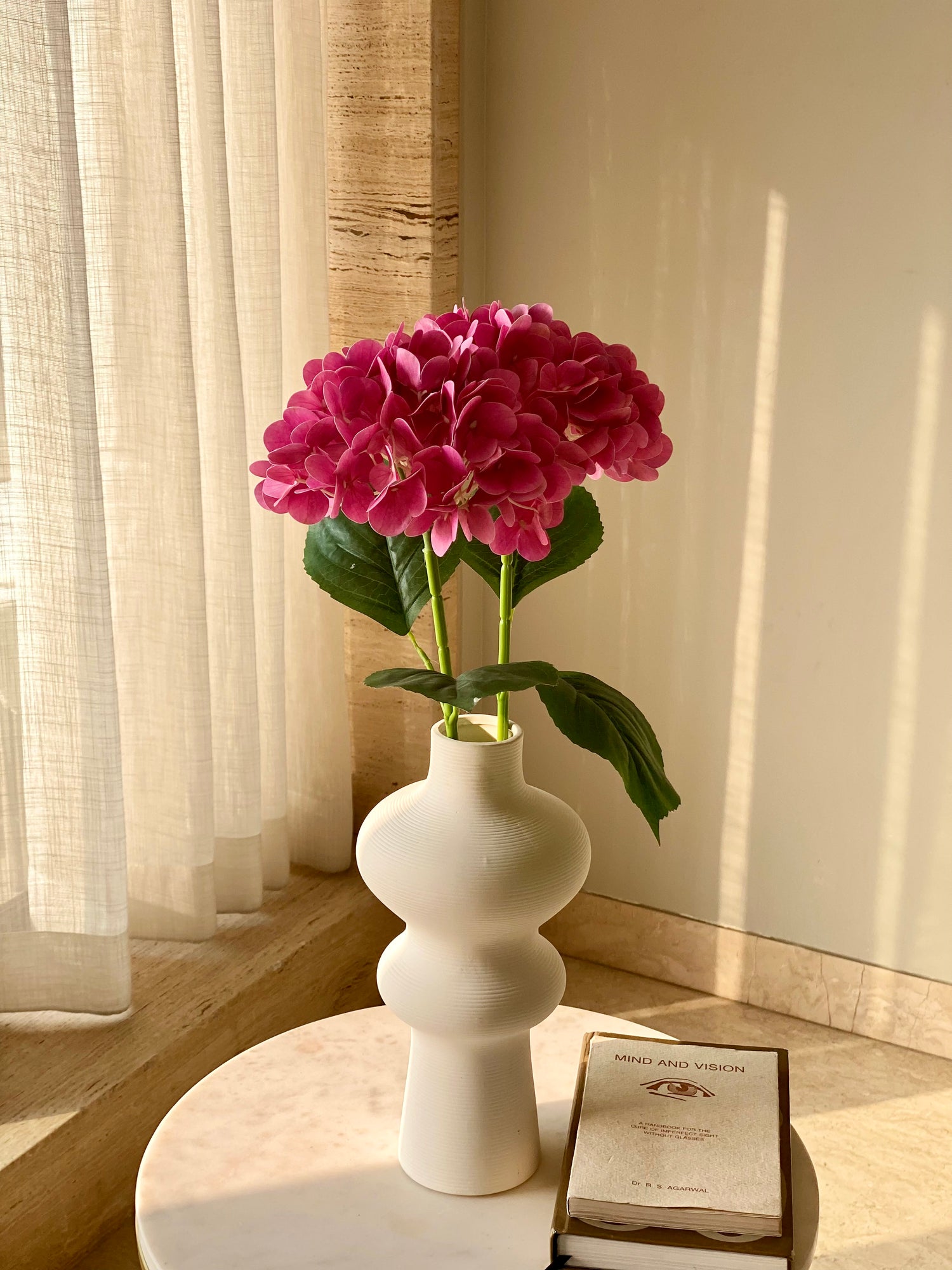 Artificial Pink Hydrangea Flower Stem  - Set of 2