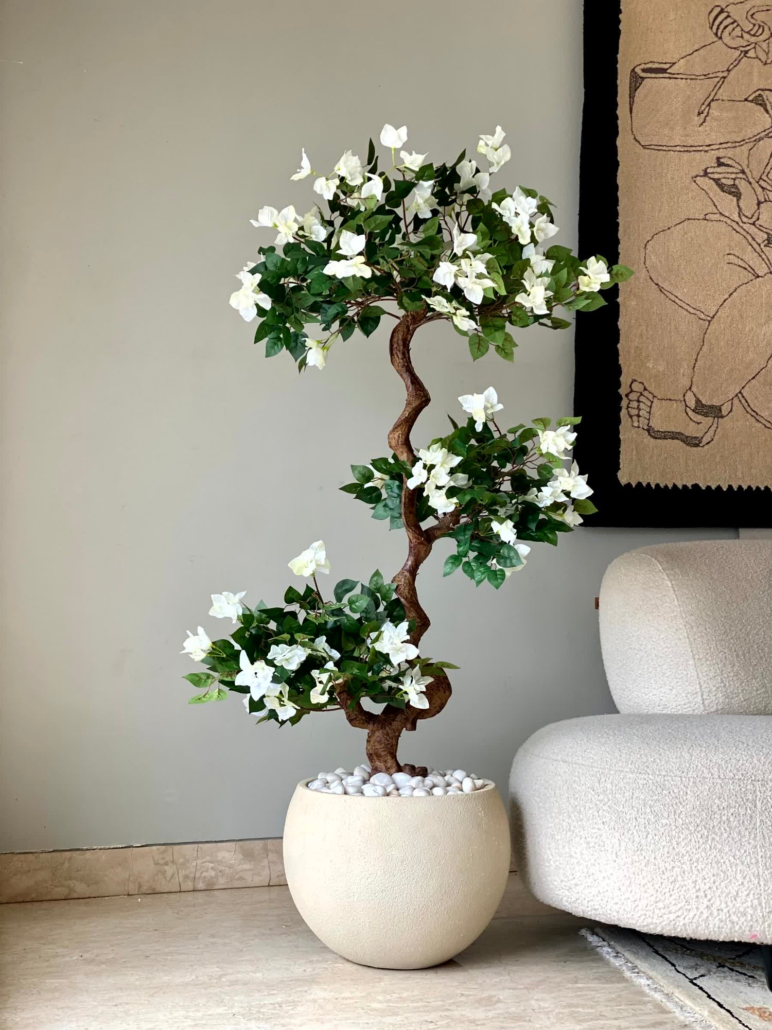 Artificial Twisted White Bougainvillea Tree - 5 Feet