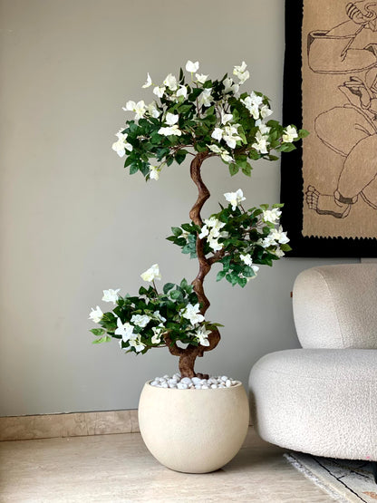 Artificial Twisted White Bougainvillea Tree - 5 Feet