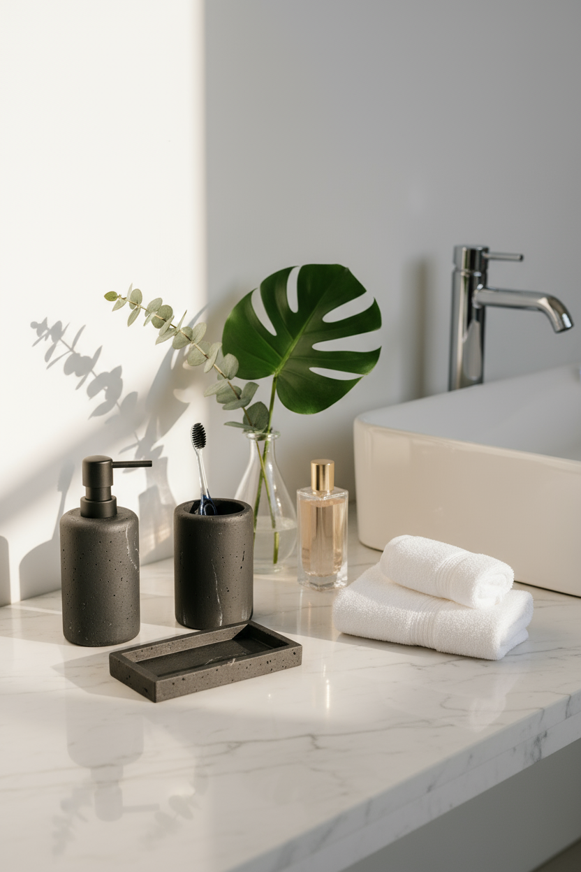 Carrara Bathroom Set - Black (Set of 3)