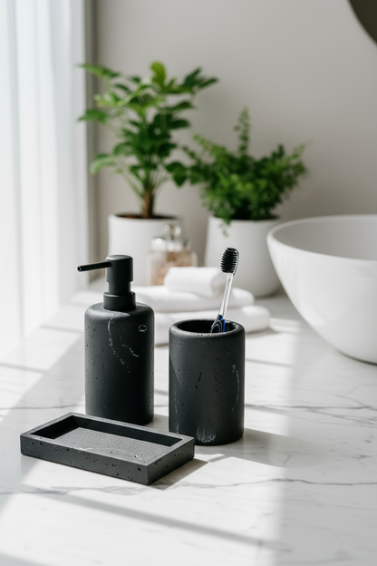 Carrara Bathroom Set - Black (Set of 3)