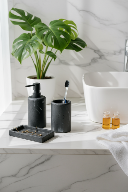 Carrara Bathroom Set - Black (Set of 3)