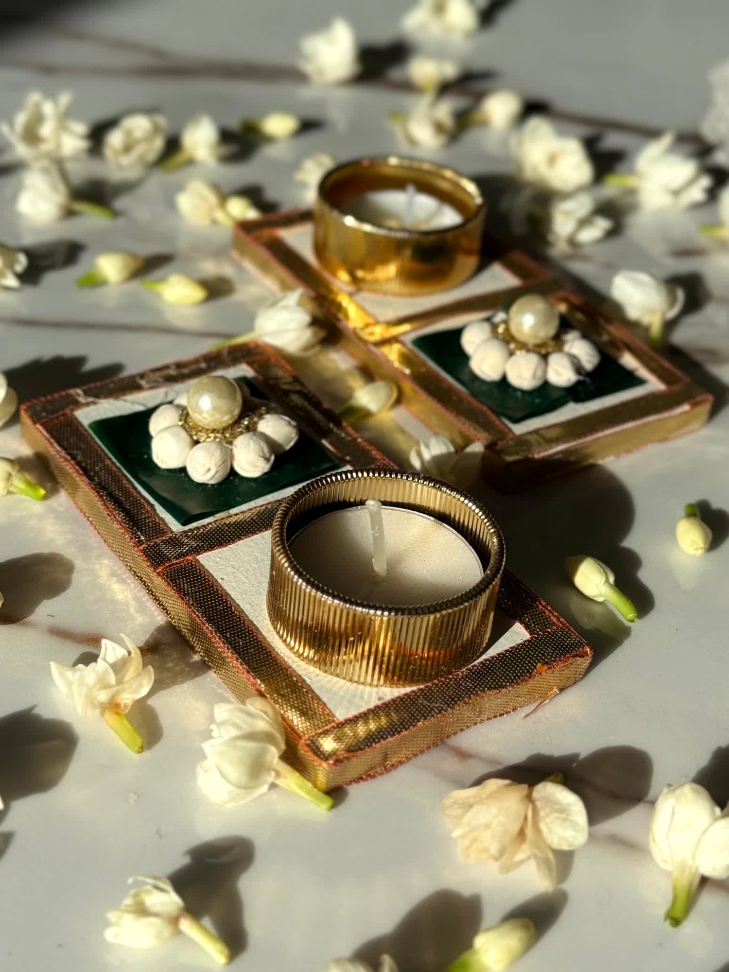 Jasmine Square Diyas - Mini