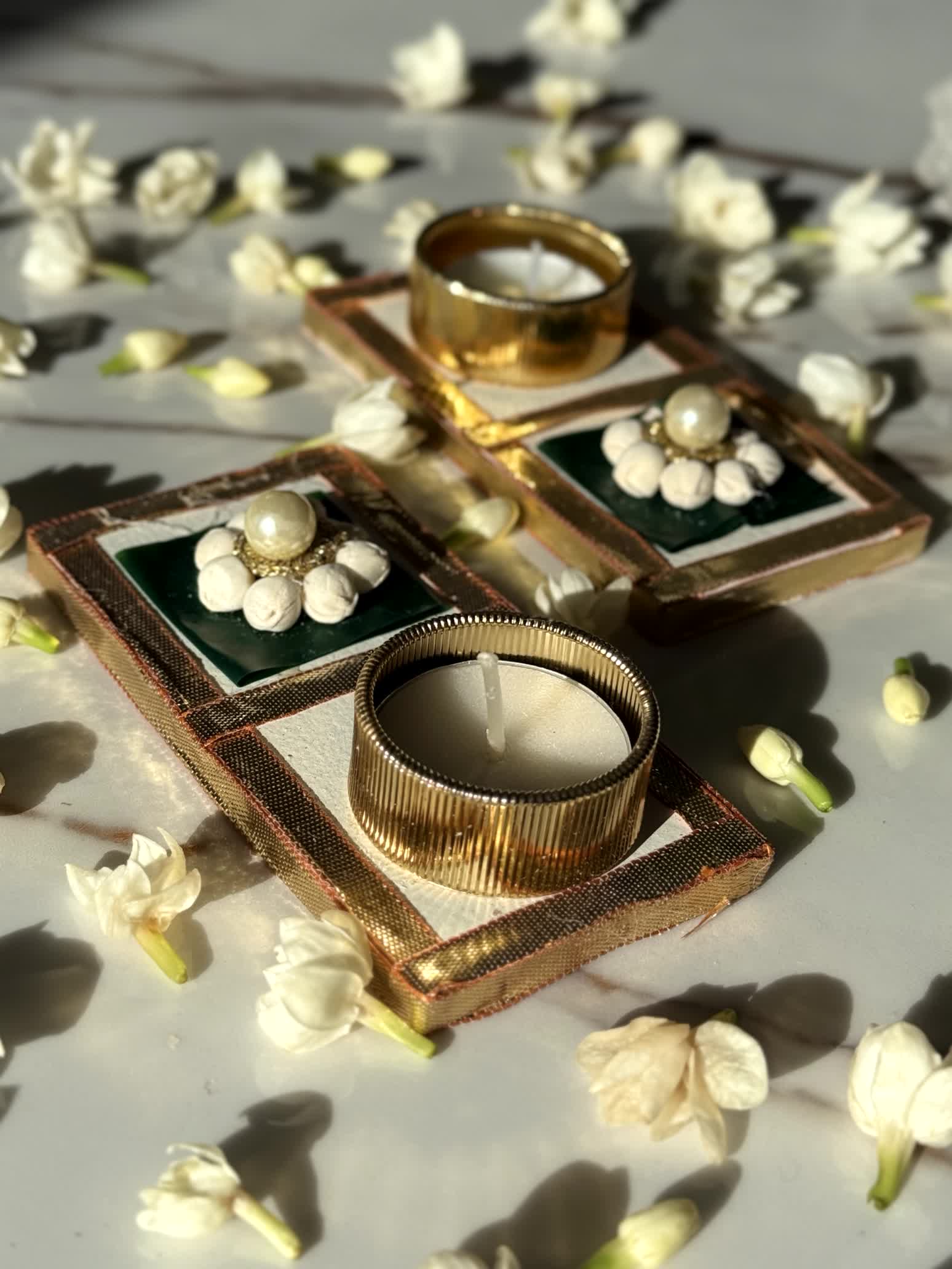 Jasmine Square Diyas - Mini