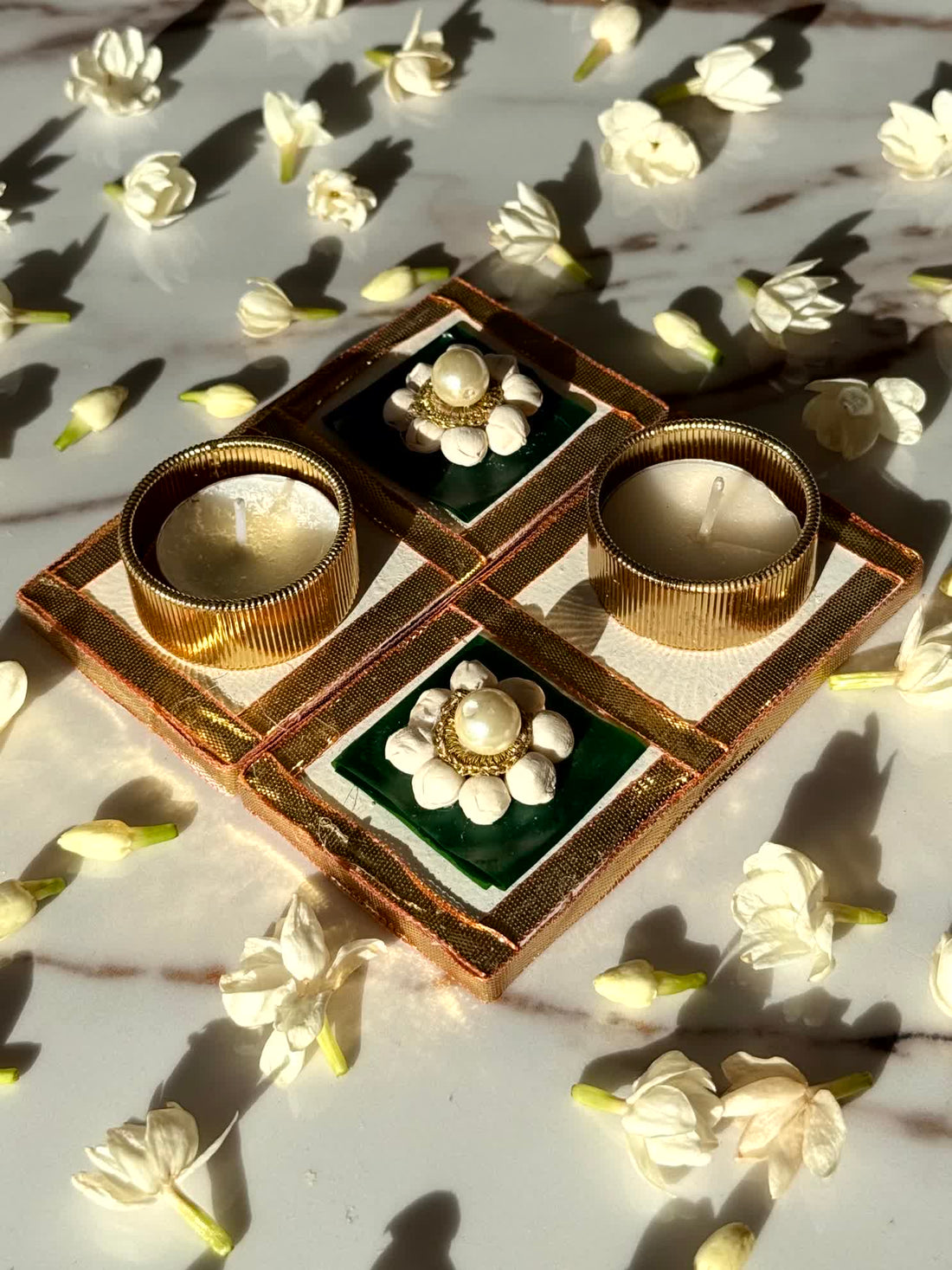 Jasmine Square Diyas - Mini