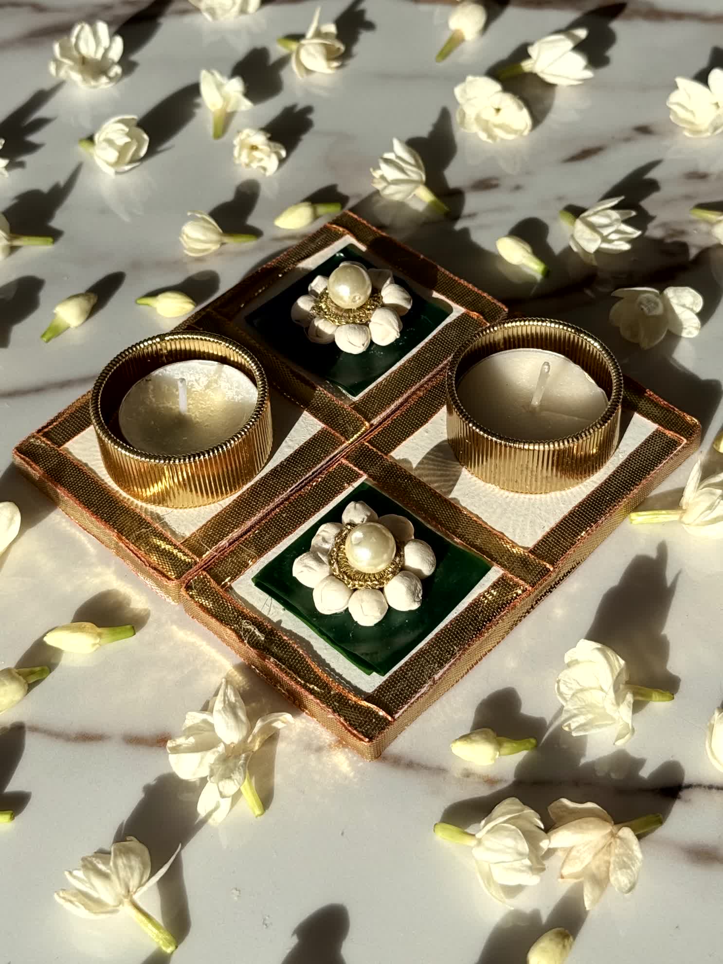 Jasmine Square Diyas - Mini