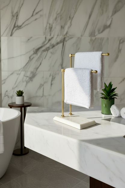 Melrose Hand Towel Stand - White &amp; Gold