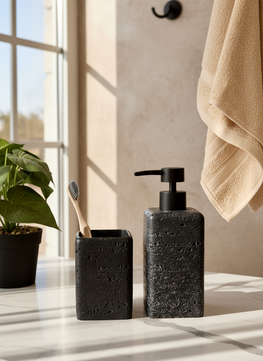 Lasa Bathroom Set - Black (Set of 2)