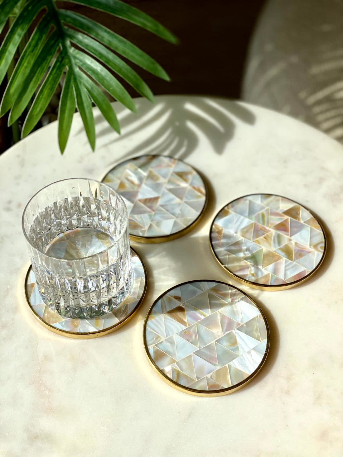 Mother of Pearl Round Coasters - Set of 4