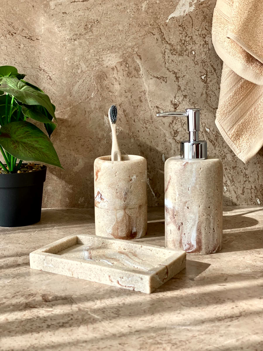 Carrara Bathroom Set - Beige (Set of 3)