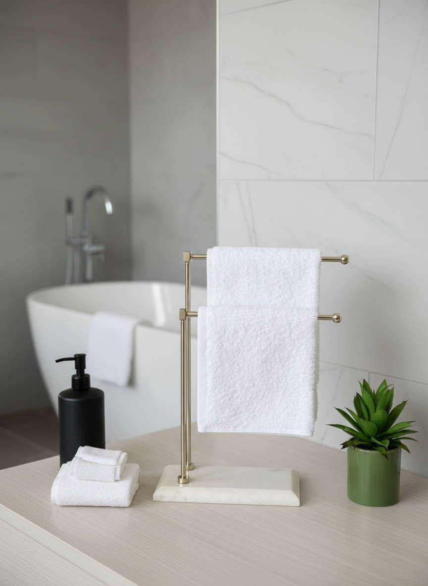 Melrose Hand Towel Stand - White &amp; Silver