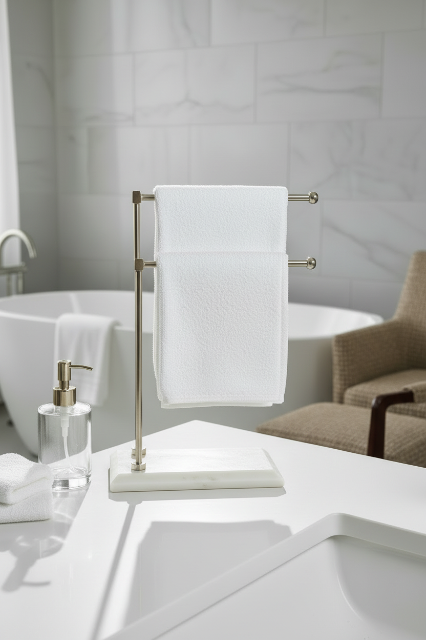 Melrose Hand Towel Stand - White & Silver