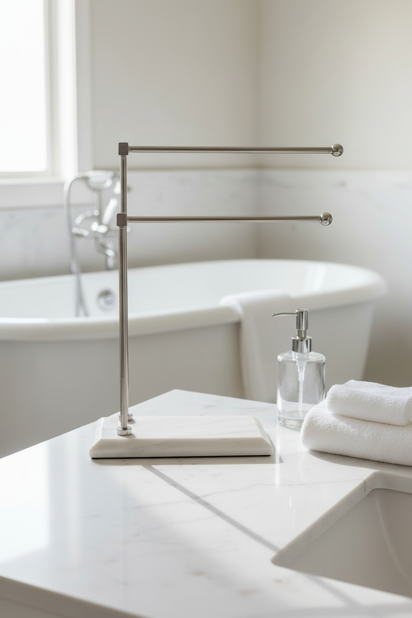 Melrose Hand Towel Stand - White &amp; Silver