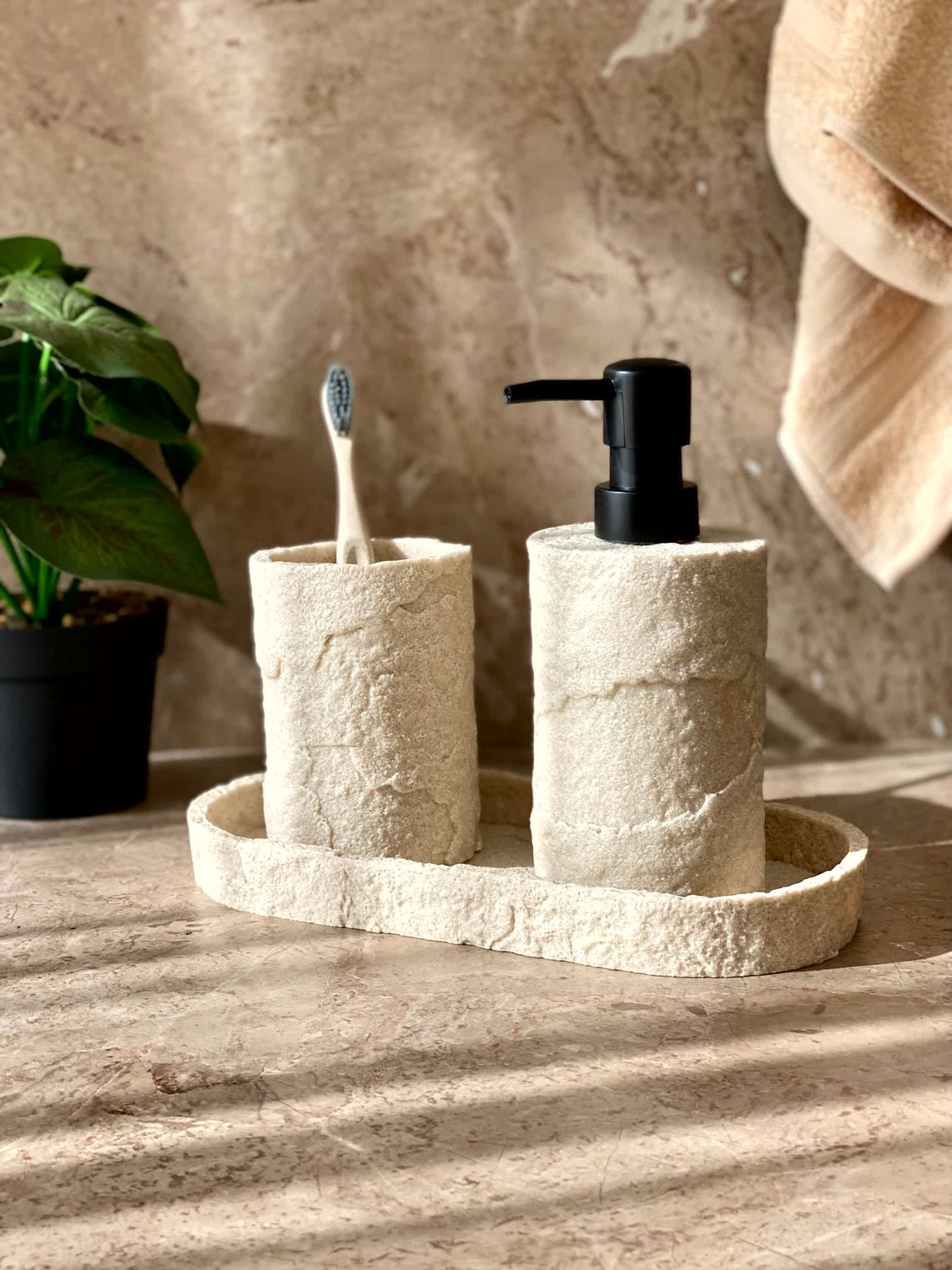 Fossil Bathroom Set - Beige (Set of 3)