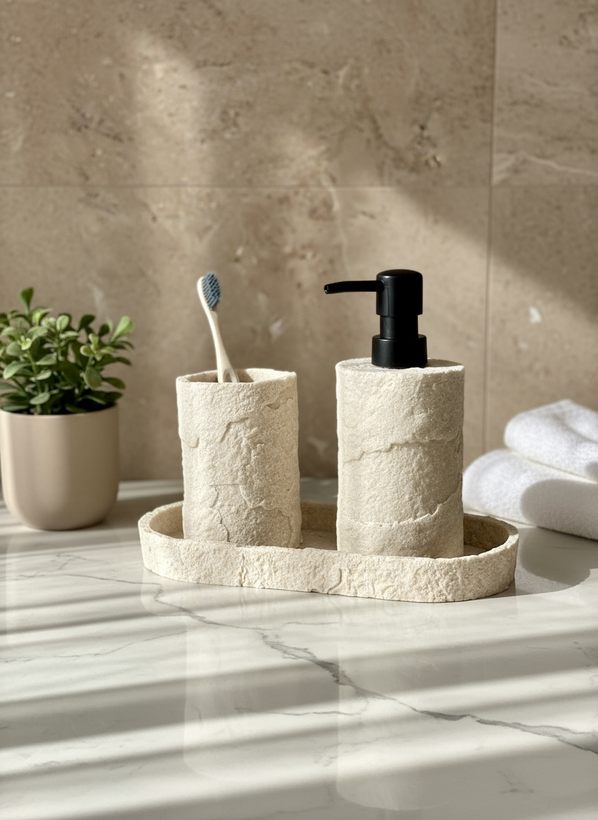 Fossil Bathroom Set - Beige (Set of 3)
