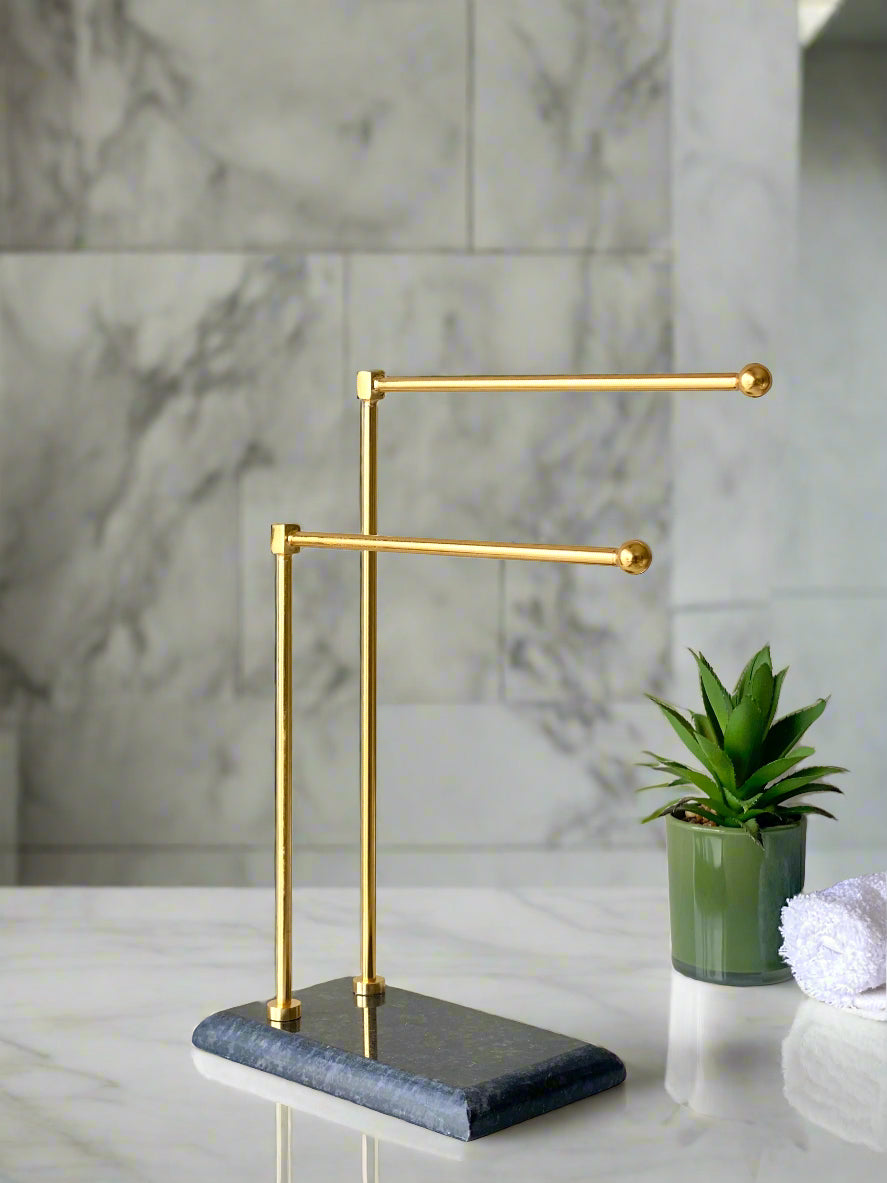 Melrose Hand Towel Stand - Black &amp; Gold