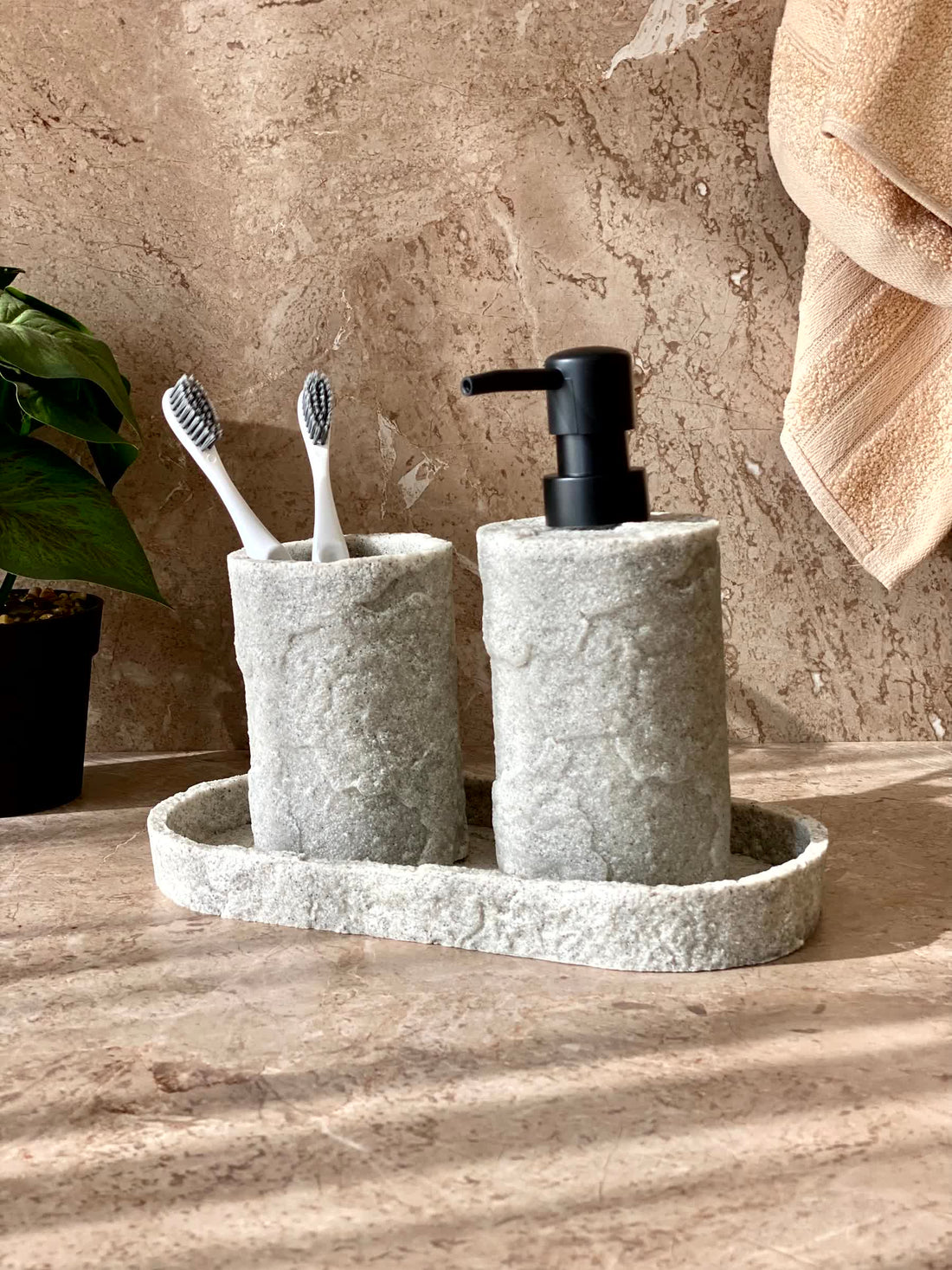 Fossil Bathroom Set - Light Grey (Set of 3)