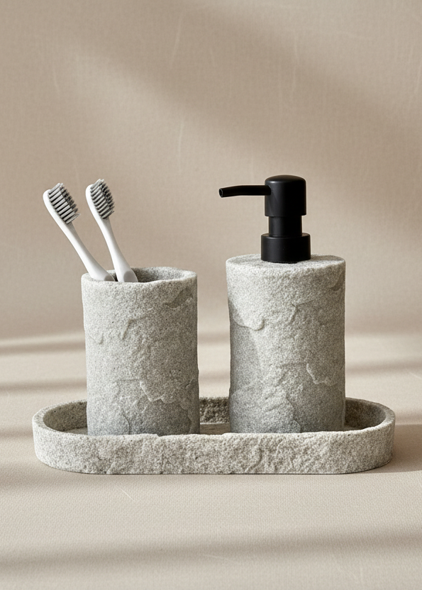 Fossil Bathroom Set - Light Grey (Set of 3)