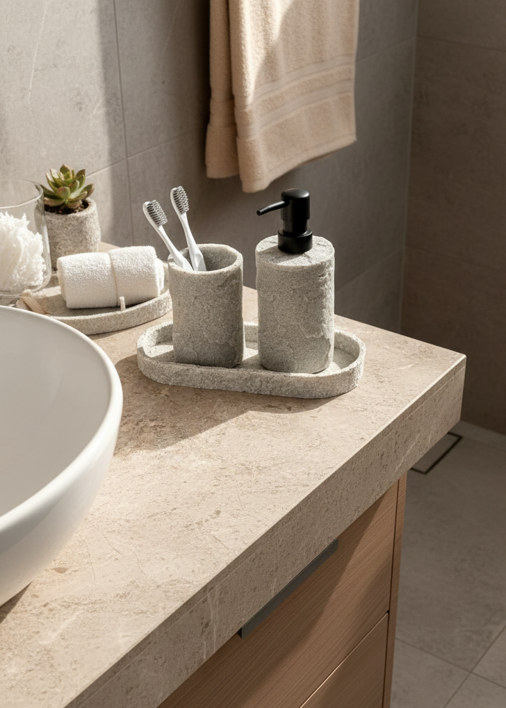 Fossil Bathroom Set - Light Grey (Set of 3)