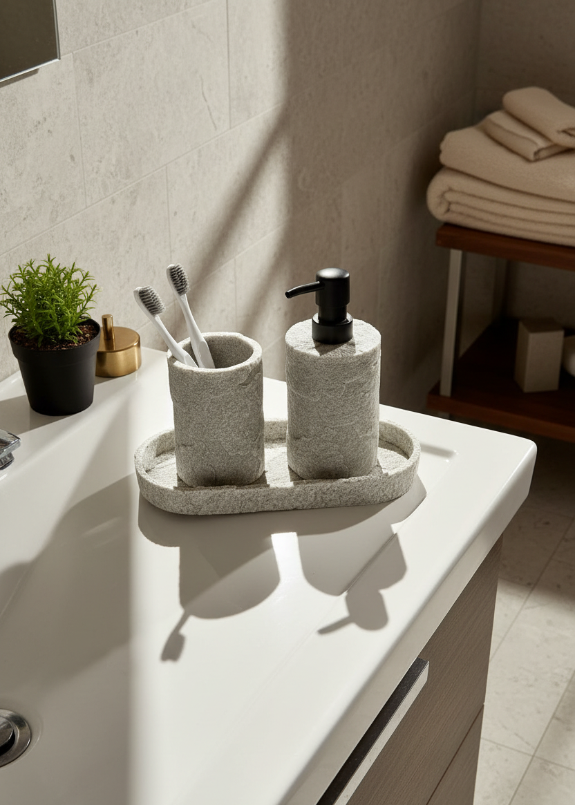 Fossil Bathroom Set - Light Grey (Set of 3)