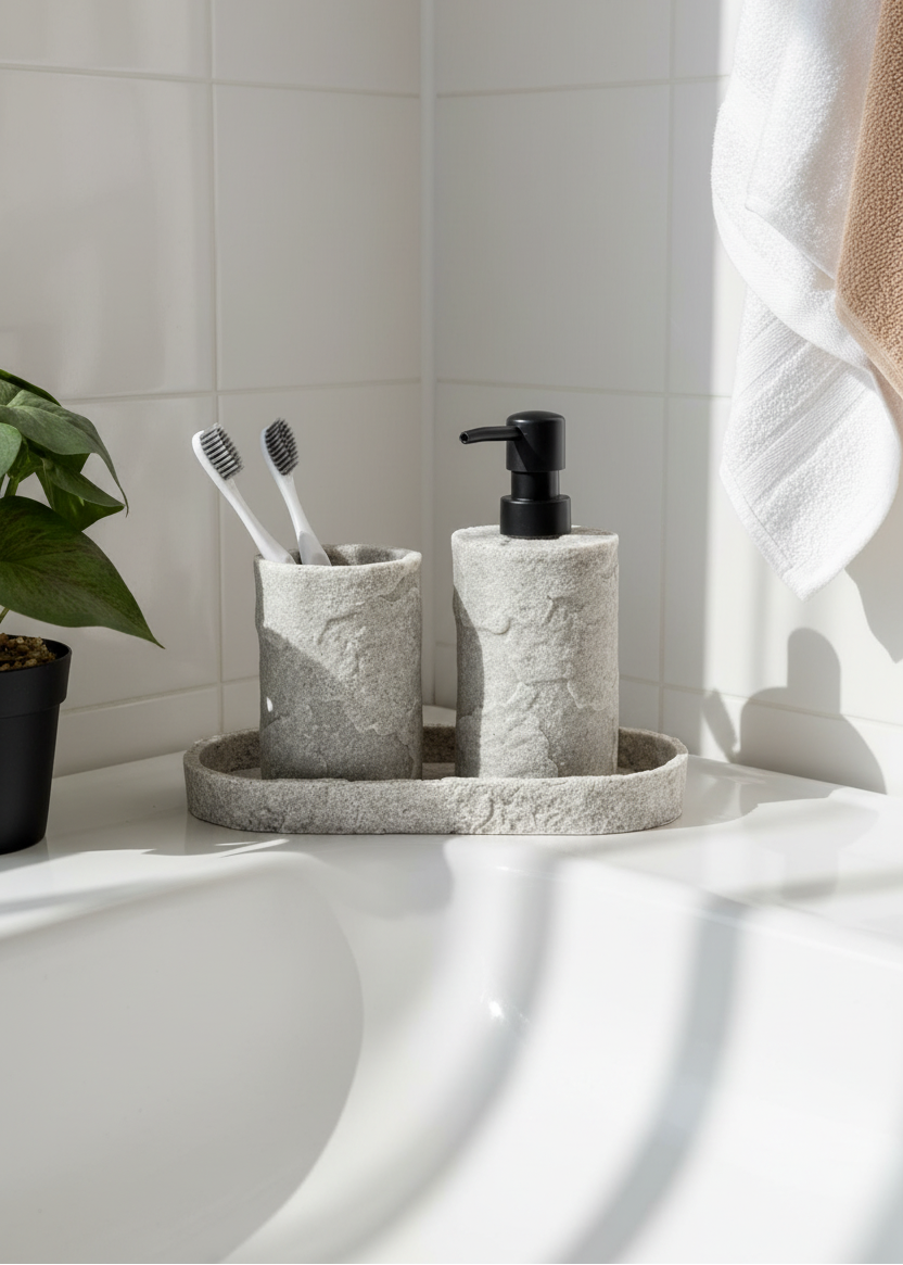 Fossil Bathroom Set - Light Grey (Set of 3)