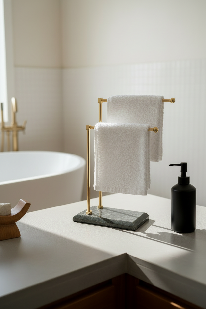 Melrose Hand Towel Stand - Black &amp; Gold