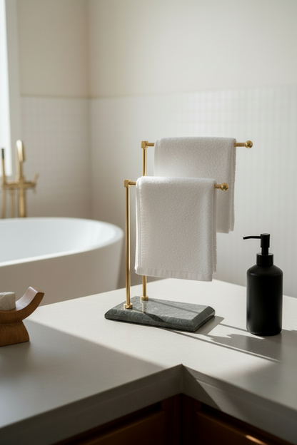 Melrose Hand Towel Stand - Black &amp; Gold