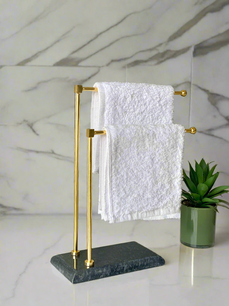 Melrose Hand Towel Stand - Black &amp; Gold