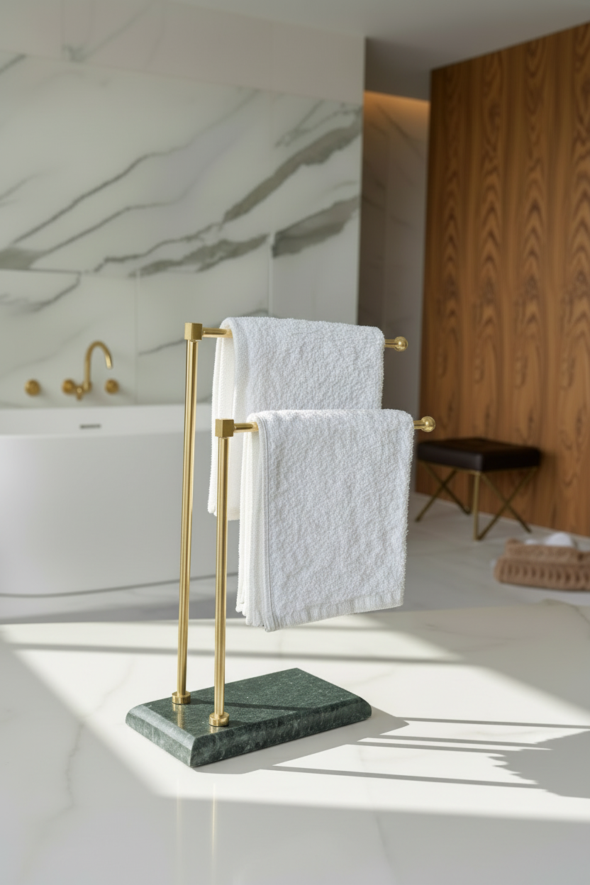 Melrose Hand Towel Stand - Black &amp; Gold