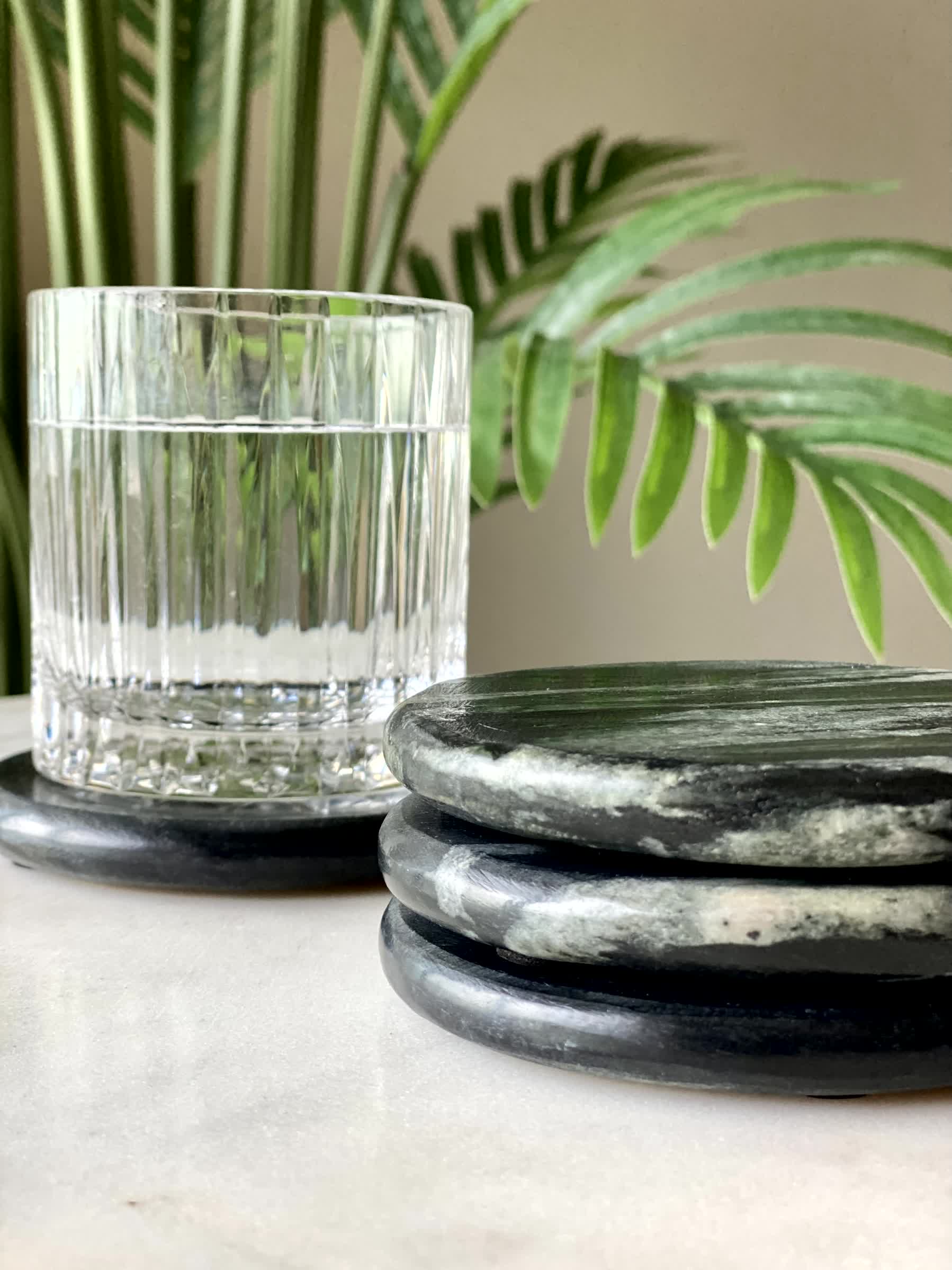 Auric Black Marble Coasters - Set of 4