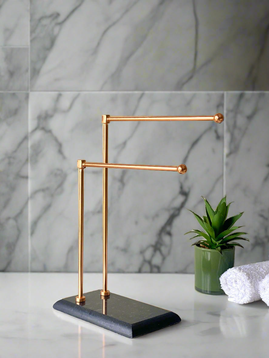 Melrose Hand Towel Stand - Black &amp; Rose Gold