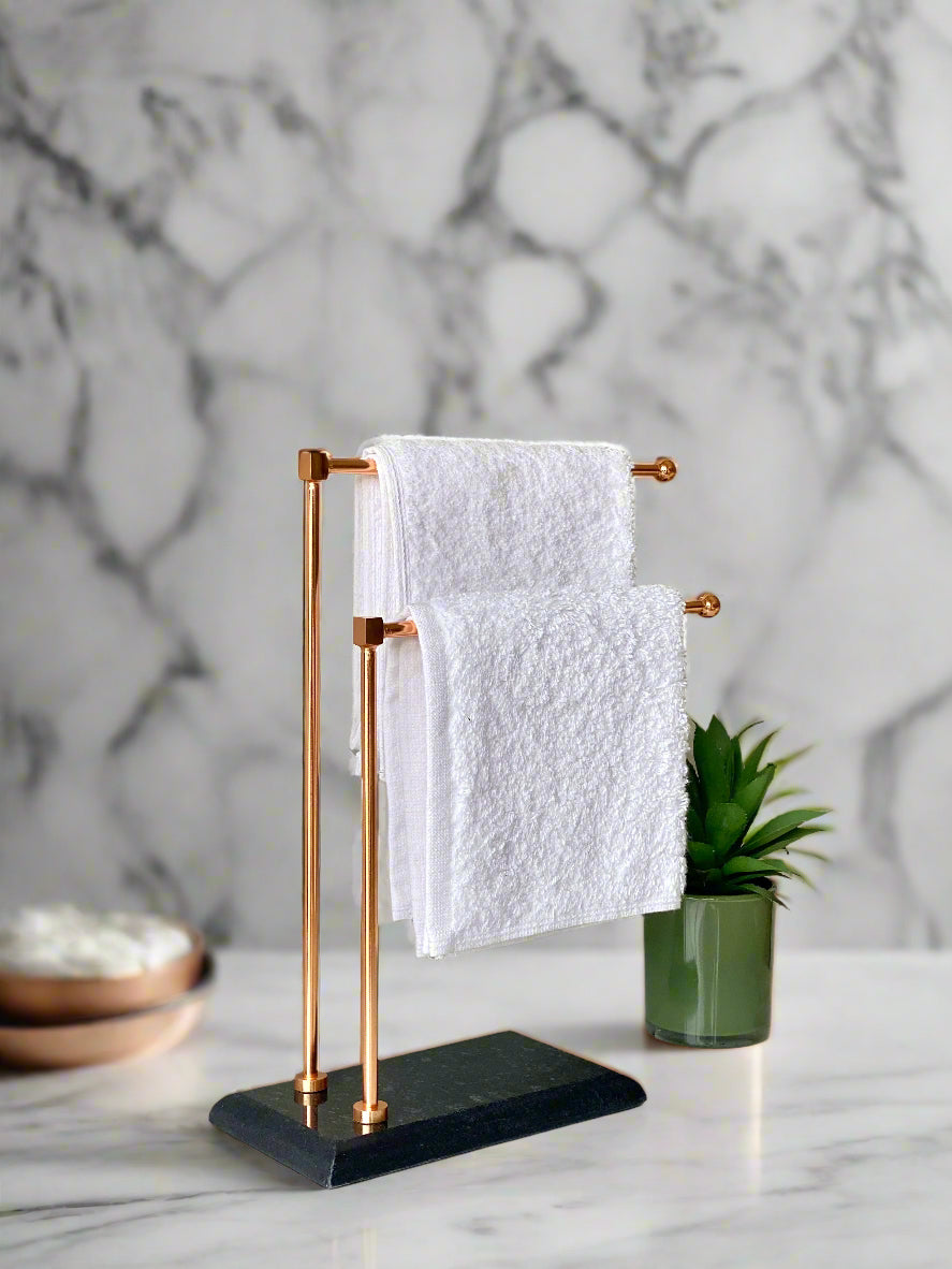 Melrose Hand Towel Stand - Black &amp; Rose Gold