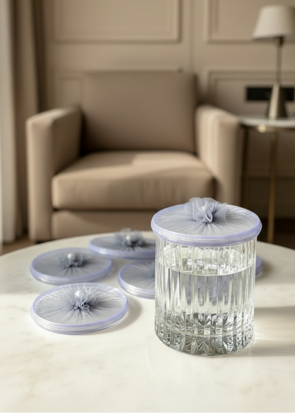 Grey Mesh Glass Cover - (Set Of 6)